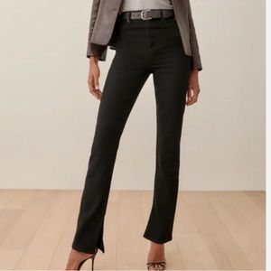 Reformation Liza slit hem ultra high rise straight long jean 31 black